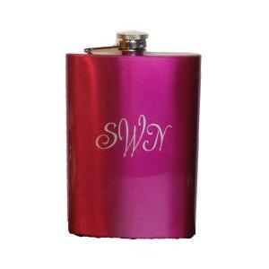 8 8 Oz Etched Pink Engraved Flask Stainless Steel..