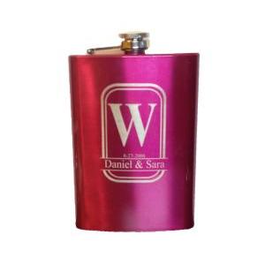 6 8 Oz Etched Pink Engraved Flask Stainless Steel..