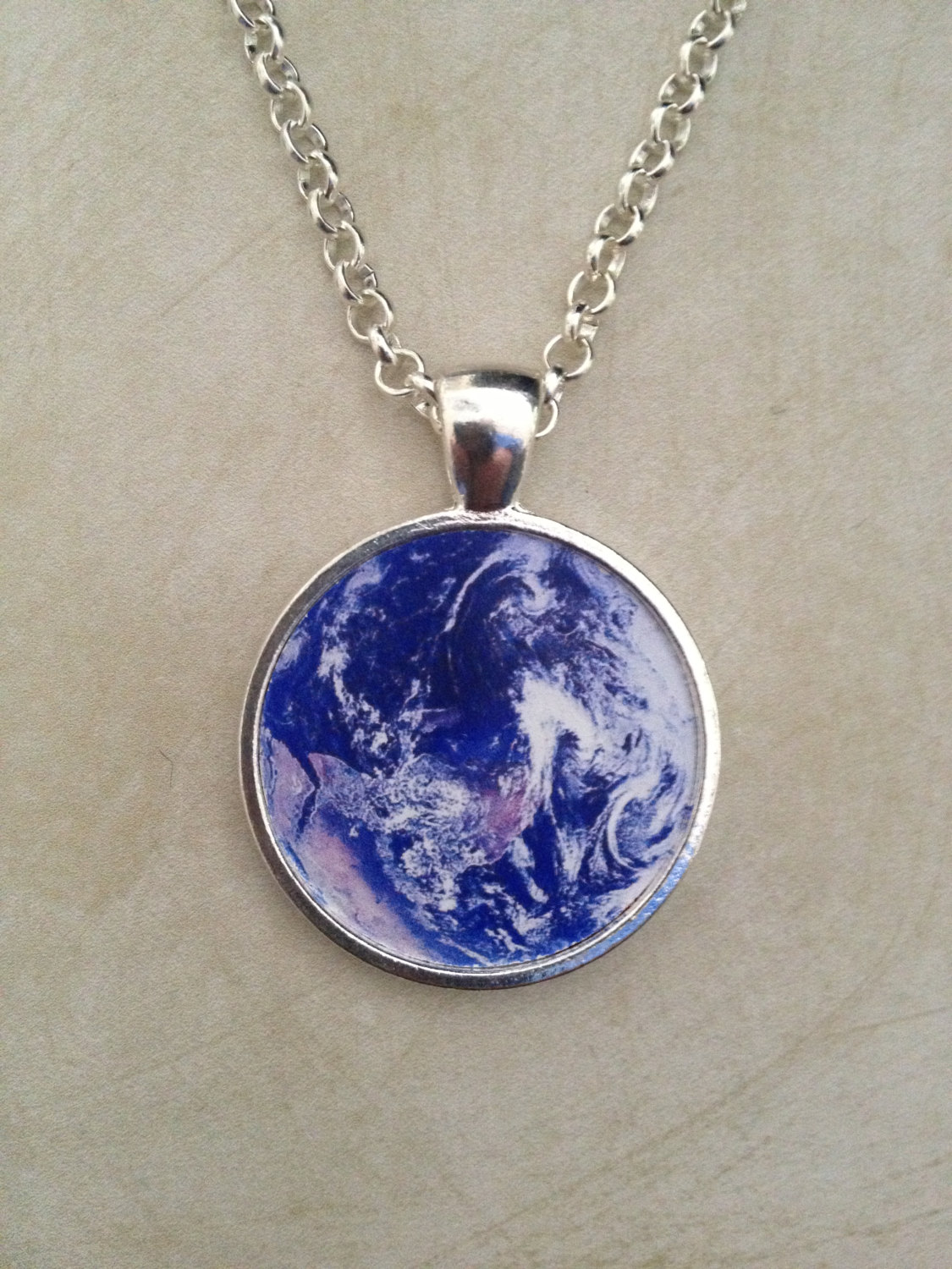Buy 2 Get 1 3d Planet Earth Glass Dome Pendant Necklace Or Key Chain Can Be Personalized With Your Own Photo & Name